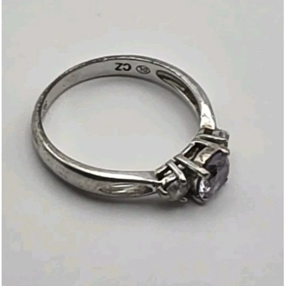 Sterling Silver 925 CZ Three-Stone Ring Size 9 China DL Hallmark